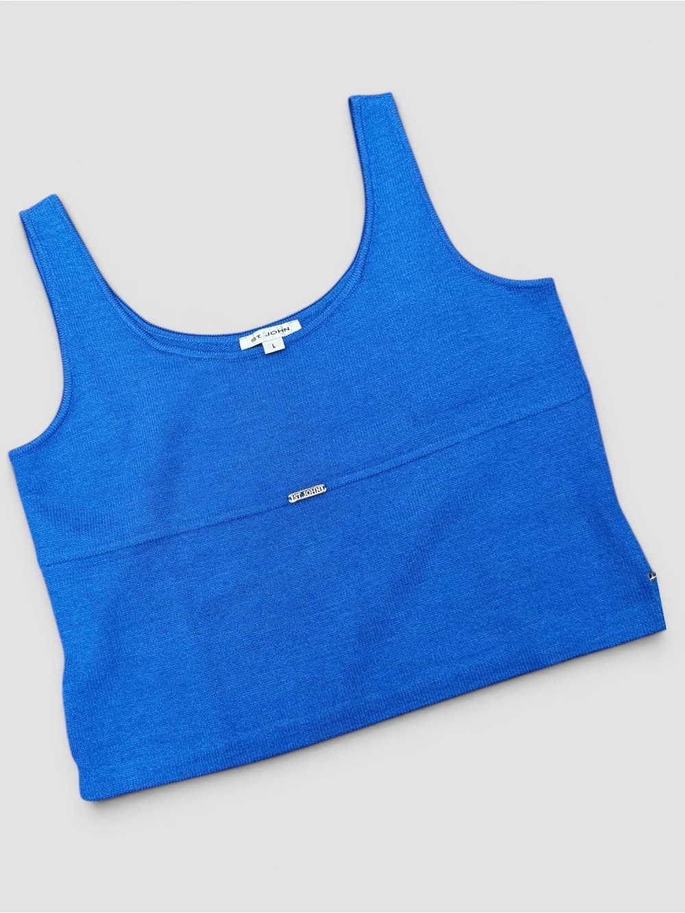 ST. JOHN Cobalt Blue Knit Tank Top Size L - Picture 2 of 8